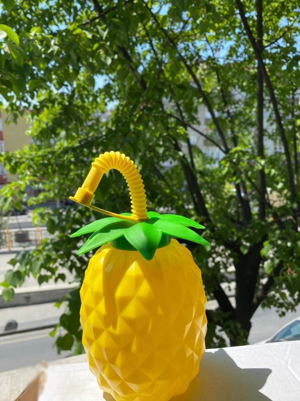 Büro Ev Ofis Hediyesi için 800ML Ananas Motif Suluk Pipetli Matara - Image 1