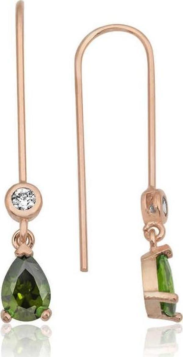 Gümüş Yeşil Damla Küpe SL2212 - Image 1