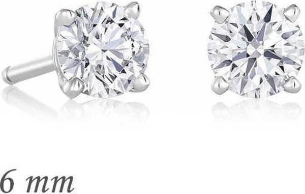 Gümüş Yuvarlak Tek Taş Zirkon Küpe - 6 mm. SL1297 - Image 1