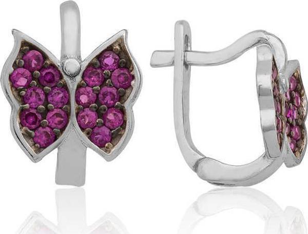 Gümüş Pembe Kelebek Çocuk Küpesi  SL1350 - Image 1