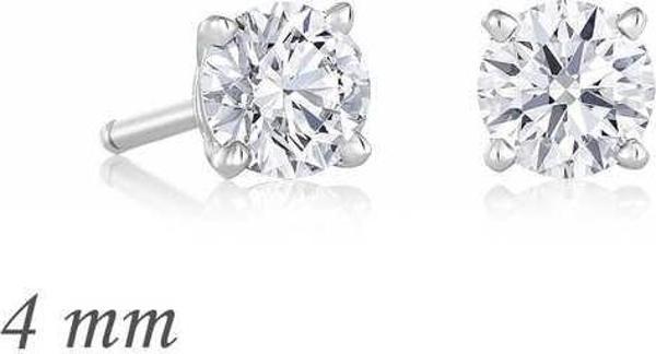 Gümüş Yuvarlak Tek Taş Zirkon Küpe - 4 mm SL1299 - Image 1