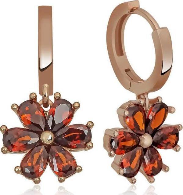 Gümüş Kırmızı Çiçek Bayan Küpe  SL4322 - Image 1