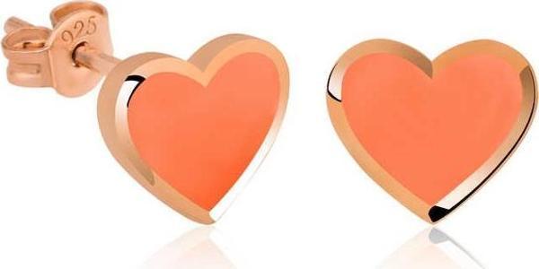 Gümüş Fosforlu Turuncu Kalp Küpe SL3466 - Image 1