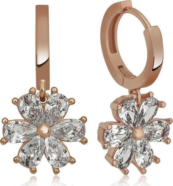 Gümüş Beyaz Çiçek Bayan Küpe SL4323 - Image 1