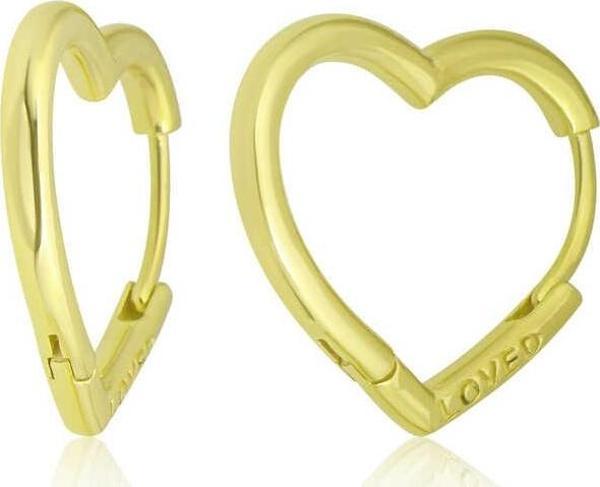 Gümüş Gold Loved Yazılı Taşsız Kalp Kadın Küpe SL7274 - Image 1