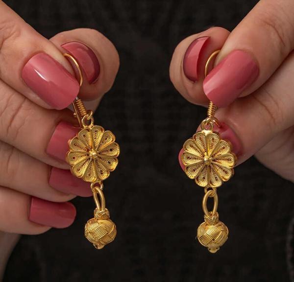 ​Gümüş Gold Sallantılı Trabzon Kazaz Kadın Küpe SL7283 - Image 1