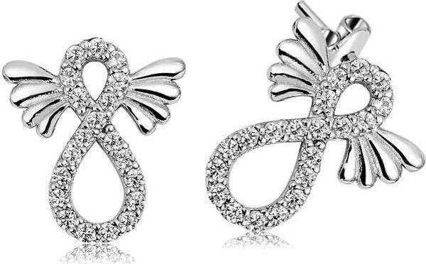 Gümüş Kanatlı Sonsuzluk Çivili Küpe SL2154 - Image 1