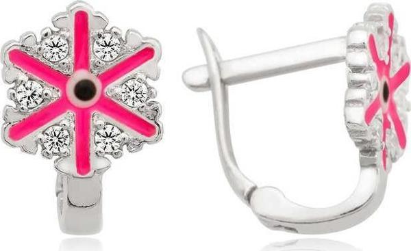 Gümüş Pembe Kar Tanesi Çocuk Küpesi SL3176 - Image 1
