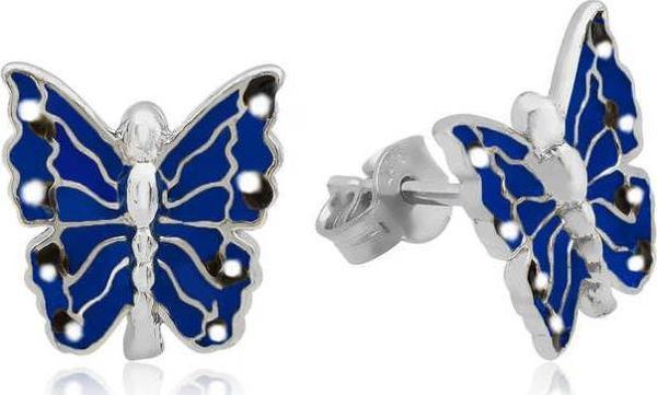 Gümüş Lacivert Kelebek Çocuk Küpesi SL3240 - Image 1
