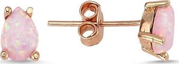 ​Gümüş Damla Pembe Opal Taş Küpe  SL10718 - Image 1