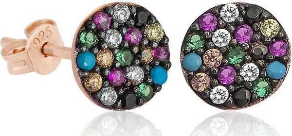 ​Gümüş Mix Taşlı Daire Küpe SL1911 - Image 1