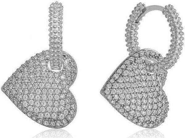 Gümüş Halka Kalp Bayan Küpe  SL4353 - Image 1