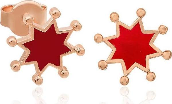 Gümüş Fosforlu Kırmızı Yıldız Küpe  SL4441 - Image 1