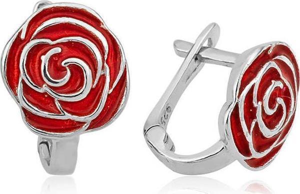 Gümüş Kırmızı Gül Çocuk Küpesi SL3297 - Image 1
