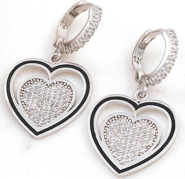 ​Gümüş Sallantılı Kalp Kadın Küpe SL6180 - Image 1