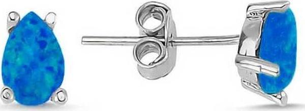 ​Gümüş Damla Koyu Mavi Opal Taş Küpe SL4880 - Image 1