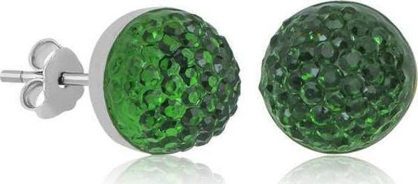 Gümüş Yeşil Kristal Çivili Kadın Küpe SL4483 - Image 1