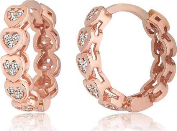 Gümüş Kalpli Zirkon Taşlı Halka Kadın Küpe SL5099 - Image 1