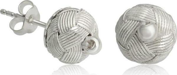 Gümüş Kazaziye Örgü Çivili Küpe SL5238 - Image 1