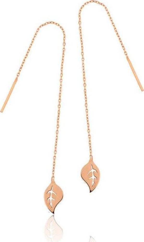 Gümüş Zincir Yaprak Küpe SL3471 - Image 1