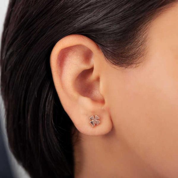 Gümüş Rose Yonca Çivili Kadın Küpe SL5363 - Image 1