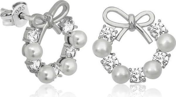 Gümüş İnci Kurdele Çivili Kadın Küpe  SL4650 - Image 1