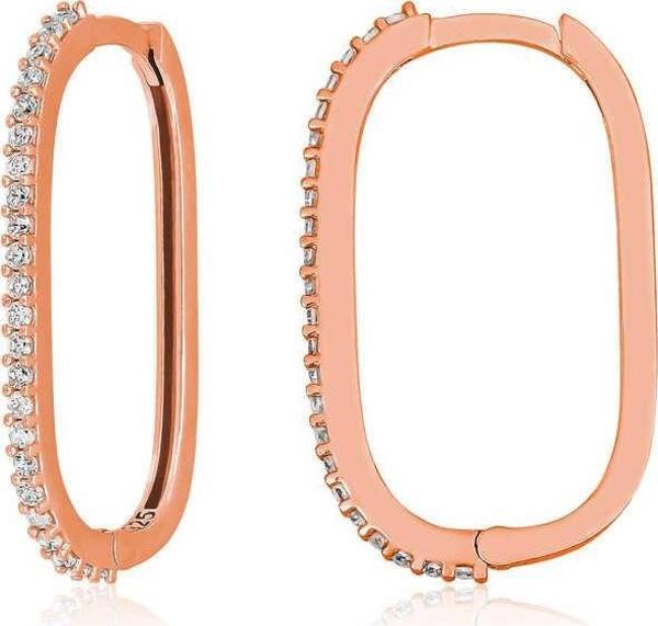 Gümüş Rose Zirkon Taşlı Halka Kadın Küpe SL5890 - Image 1