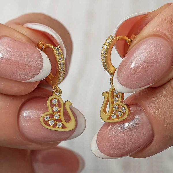 Gümüş Sallantılı Gold Kuğu Kadın Küpe SL8110 - Image 1