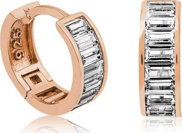 Gümüş Rose Baget Taşlı Halka Küpe SL3371 - Image 1