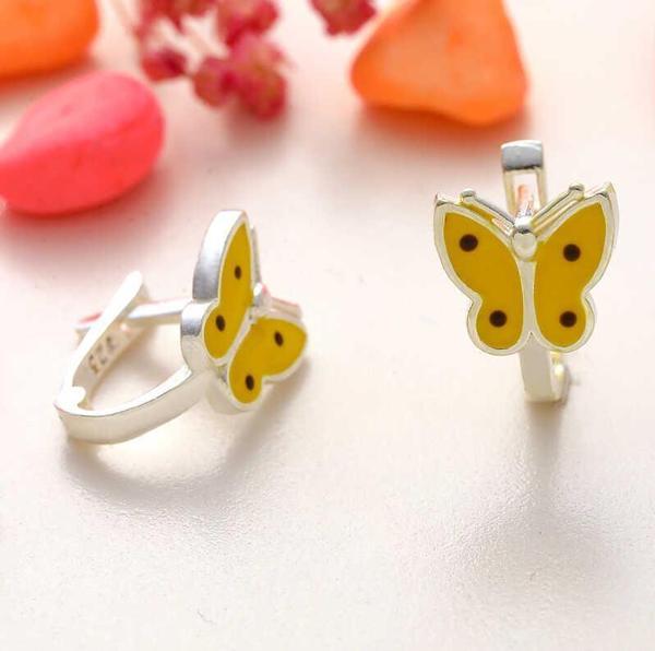 Gümüş Sarı Kelebek Çocuk Küpesi  SL6108 - Image 1