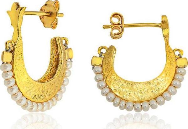 ​Gümüş Beyaz Taşlı Bohem Çivili Küpe SL3030 - Image 1