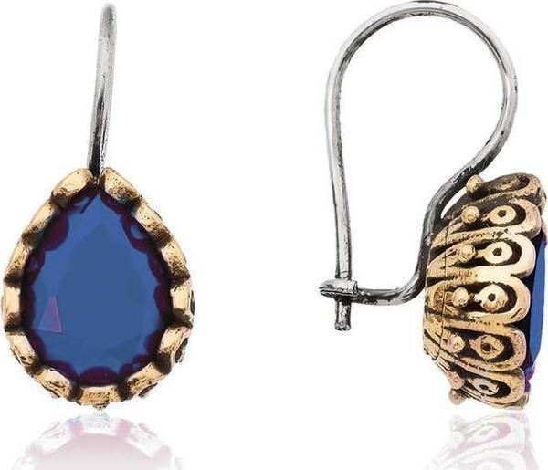 Gümüş Mavi Damla Otantik Kadın Küpe SL6482 - Image 1