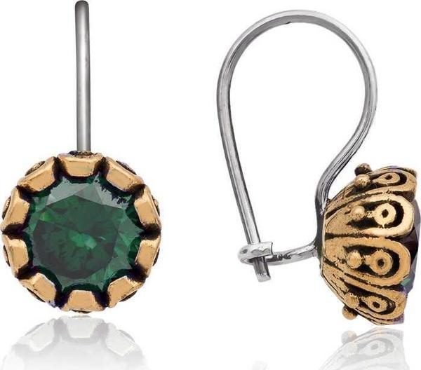 Gümüş Yeşil Yuvarlak Otantik Kadın Küpe SL6484 - Image 1