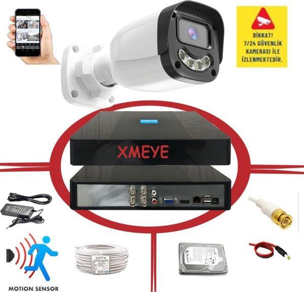 1 li Hareket Algılayan 5 MP Lens 4 Warm Led Gece Renkli Gösteren Güvenlik Kamerası Seti BS 2304W - Image 1