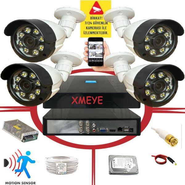 4 lü Hareket Algılayan 5 MP Lens 8 Warm Led Gece Renkli Gösteren Güvenlik Kamerası Seti BS 2308W - Image 1