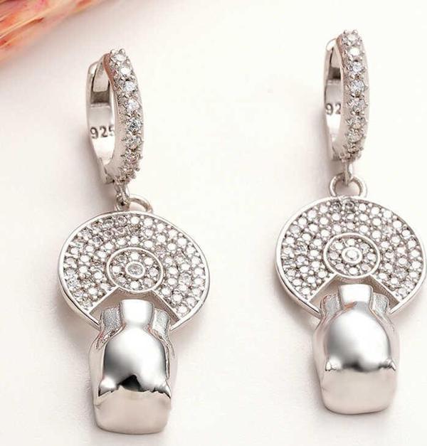 ​Gümüş Sallantılı Kaplan Figürlü Kadın Küpe  SL6040 - Image 1