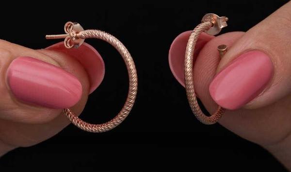 Gümüş Rose Kalemli Halka Kadın Küpe SL6680 - Image 1