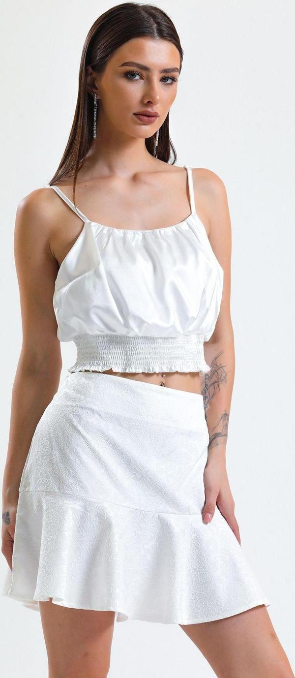 Sense Jakarli Kisa Volanli Etek_Etk32608 Ekru - Image 1