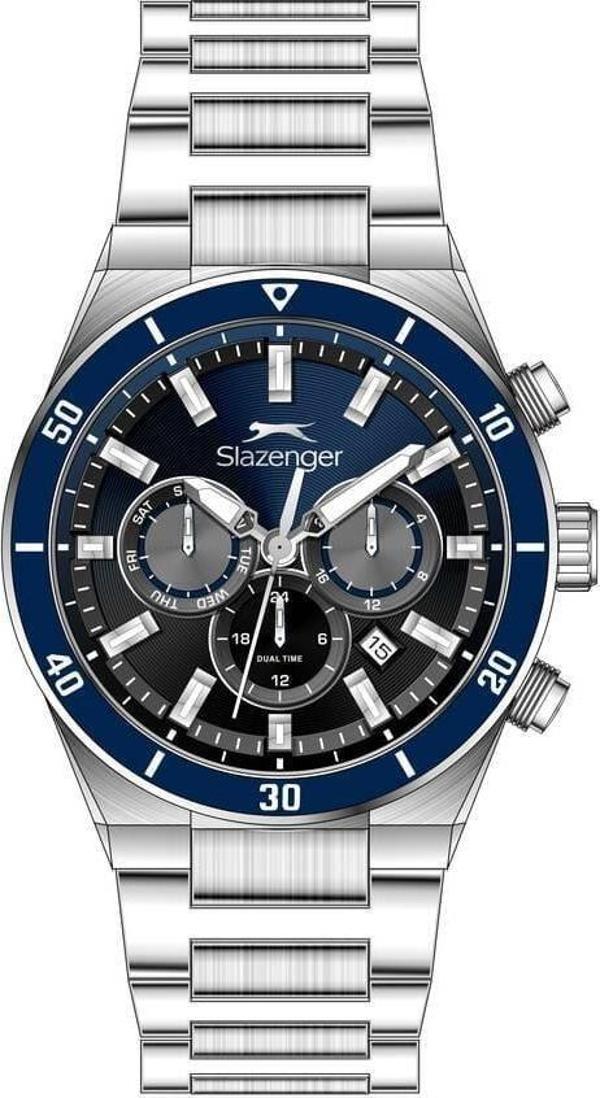 Slazenger SL.09.2492.2.02 Gümüş Lacivert Renk Paslanmaz Çelik Yeni Erkek Kol Saati - Image 1
