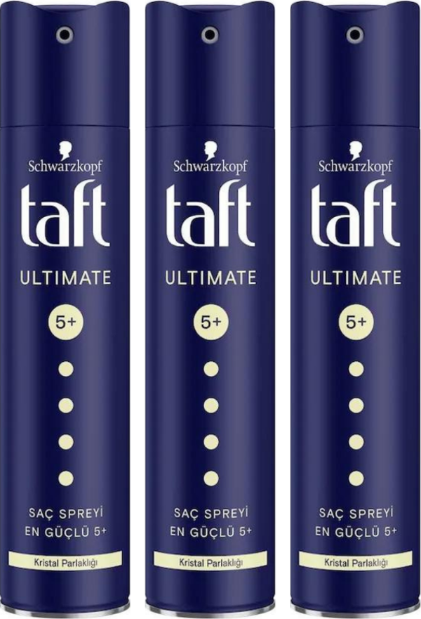 Taft Ultimate Saç Spreyi 5+ Kristal Parlaklığı 250 Ml 3 Adet - Image 1