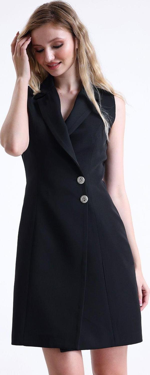 Sense İçi Astarlı Kolsuz Hürrem Uzun Ceket Elbise | Ckt35288 Siyah - Image 1