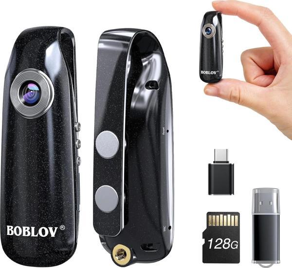 Boblov Cep Mini Vücut Kamerası Video ile: 128GB - Arka Klipsli, 1080P - Image 1