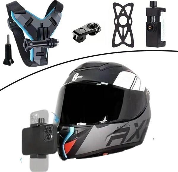 BUFFER® Motorsiklet Kask Önü Takılan Telefon Tutucu Aksiyon Kamerası Takılabilen Aparat - Image 1