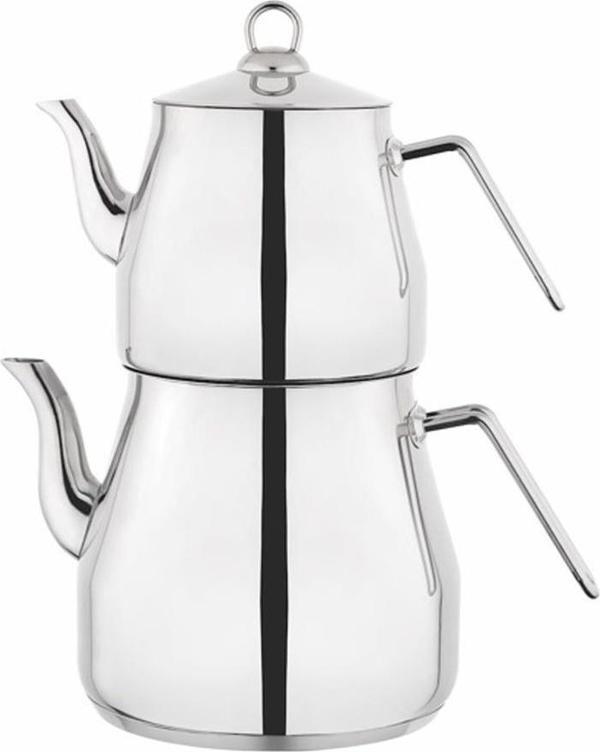 Lines Piramit Paslanmaz Çelik Çaydanlık Takımı Sülale Boy XXL Metal Kulp 3070 - Image 1
