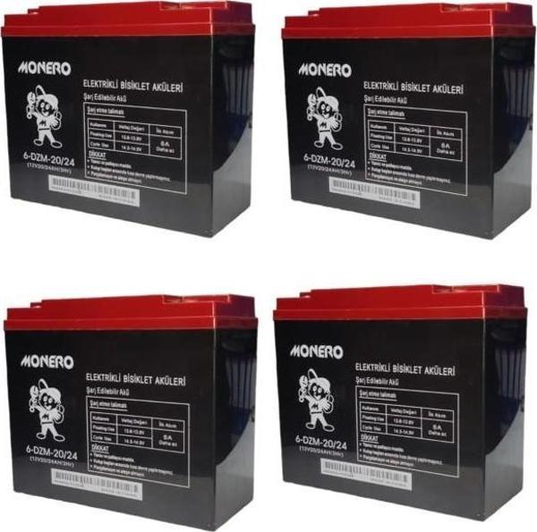 MONERO 12V-20 AMPER DİK  E-BIKE AKÜ 4'LÜ PAKET 24 amper ebatlarında EBATLAR: 180 x 78 x 170mm - Image 1