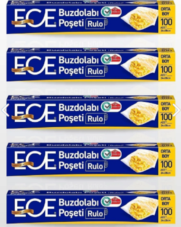 Ece Buzdolabı Poşeti Orta Boy 100'lü 5 Paket 500 Adet - Image 1