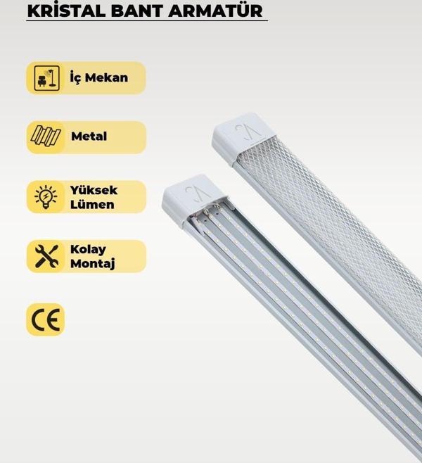 80W Beyaz Kristal Led Bant Armatür 3200K Sarı Işık - Image 1