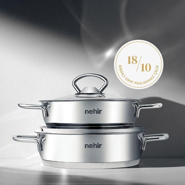 Nehir Silver Çelik 4 Parça Sahan Seti 18-20 cm - Image 1