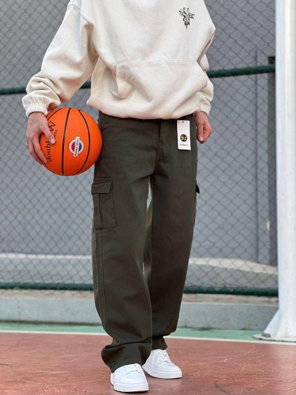 Wamoss 2025 Yazlık Relaxed Fit Yüksek Bel Kargo Pantolon Haki 26 - Image 1