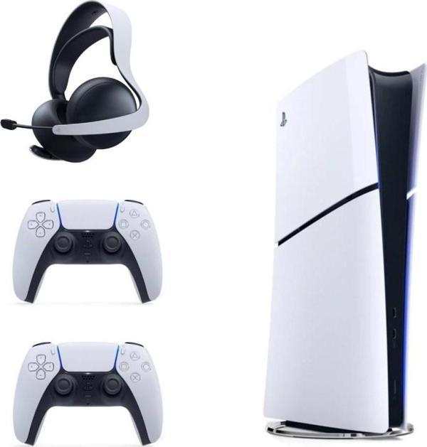 Sony Playstation 5 Slim İthalatçı Garantili + 2.  Beyaz Dualsense + Pulse 3D Kablosuz Kulaklık - Image 1
